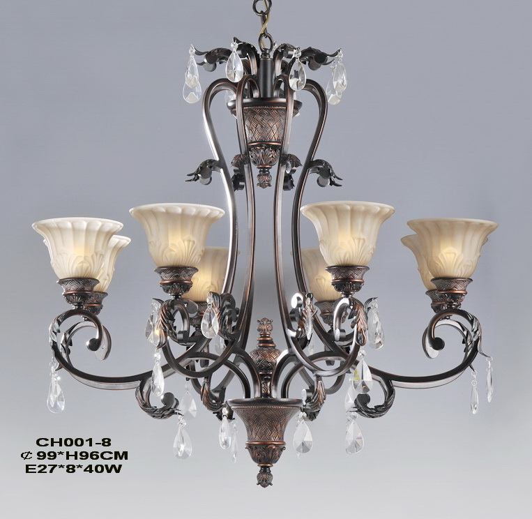 8-Light Copper Forged Iron Chandeliers