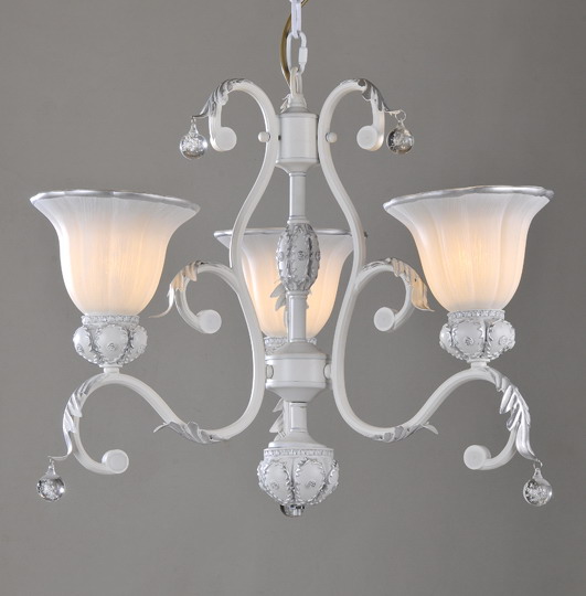 Seductive 3-Light White with Silver Metal Chandeliers