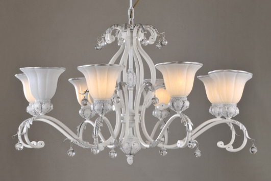 Outlet 8-Light White with Silver Metal European Chandeliers