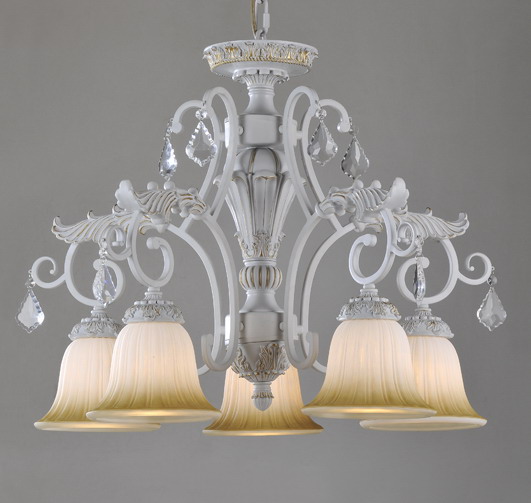 Outlet 3-Light White with Silver Metal Antique Chandeliers
