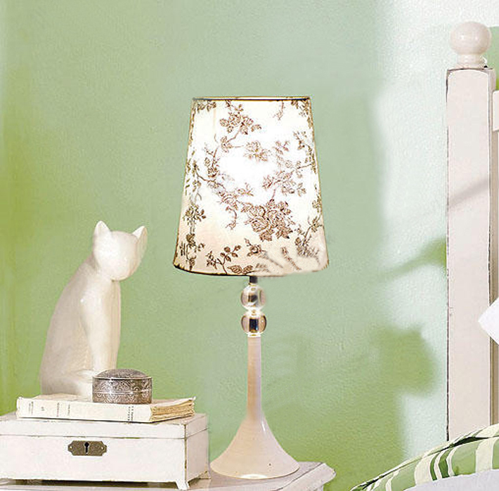 Modern White Art Printed Clear Crystal Table Lamps
