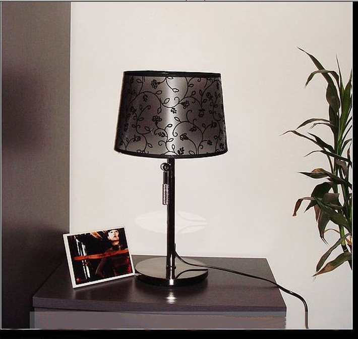 Black PVC Printed Modern Table Lamp Chrome