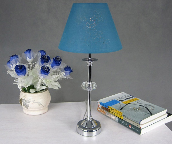 Blue Floral Crystal Chrome Living Room Table Lamps Outlet