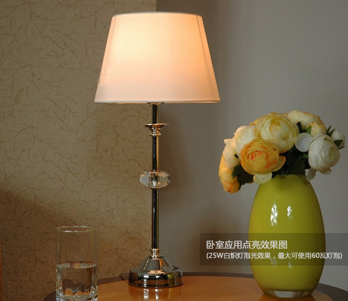 Solid Color Clear Crystal Modern Table Lamp Chrome