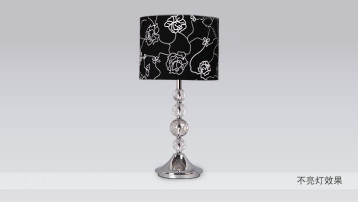 Black Floria Printed Transparent Crystal Chrome Table Lamps